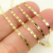 14k Solid Gold Mirror Flat Marina Link Chain